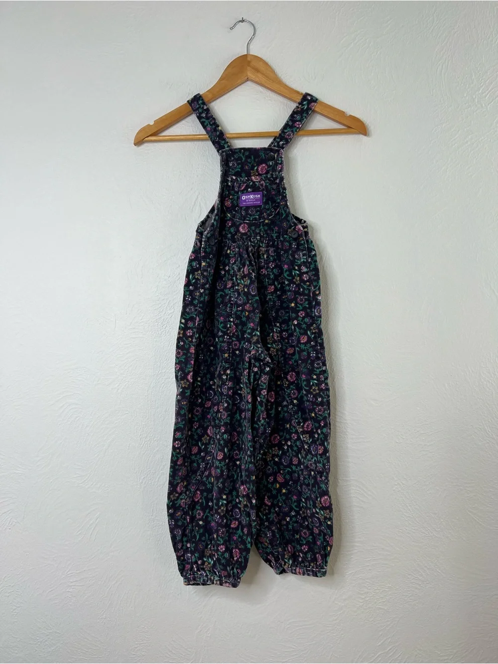 Vintage 80s 90s Oshkosh B’gosh Floral Corduroy Overalls size 6